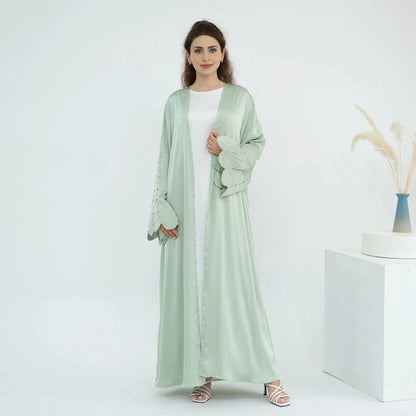 open abaya, beads open abaya