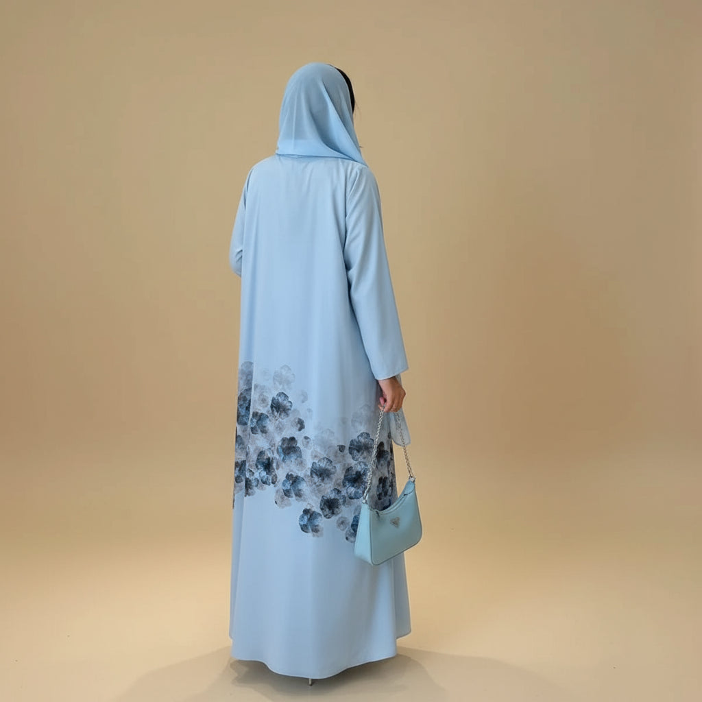 Middle East Arba Dubai Printed Open Abaya Dress With Hijab #251118