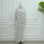 Polka Dot Print Cardigan Open Abaya Dress With Matching Hijab #251119