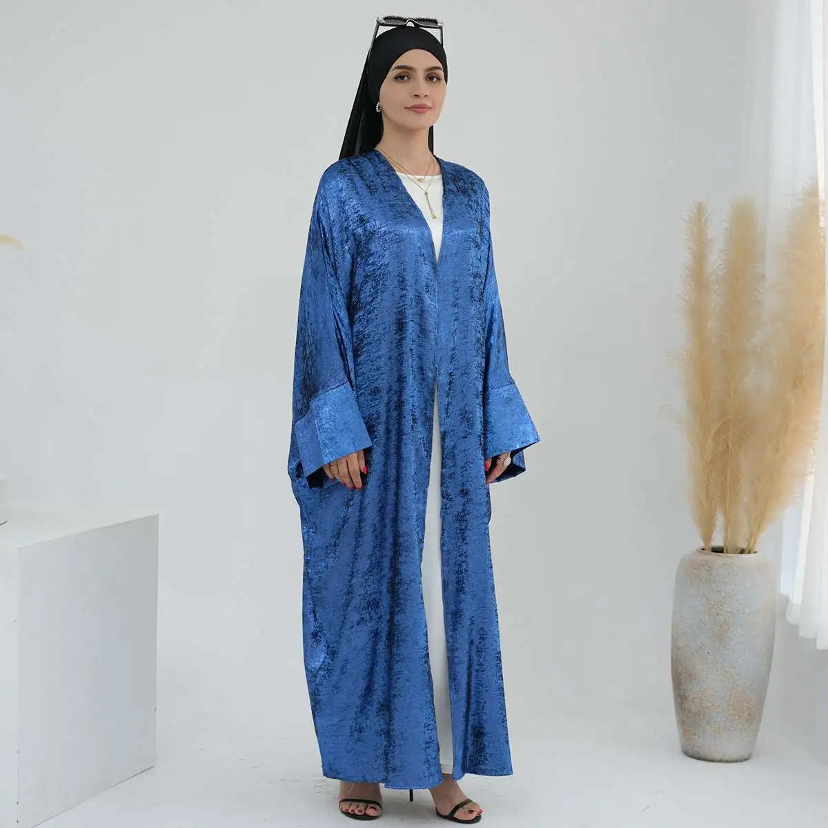 Cardigan Open Abaya Dress - Bronzing Fabric
