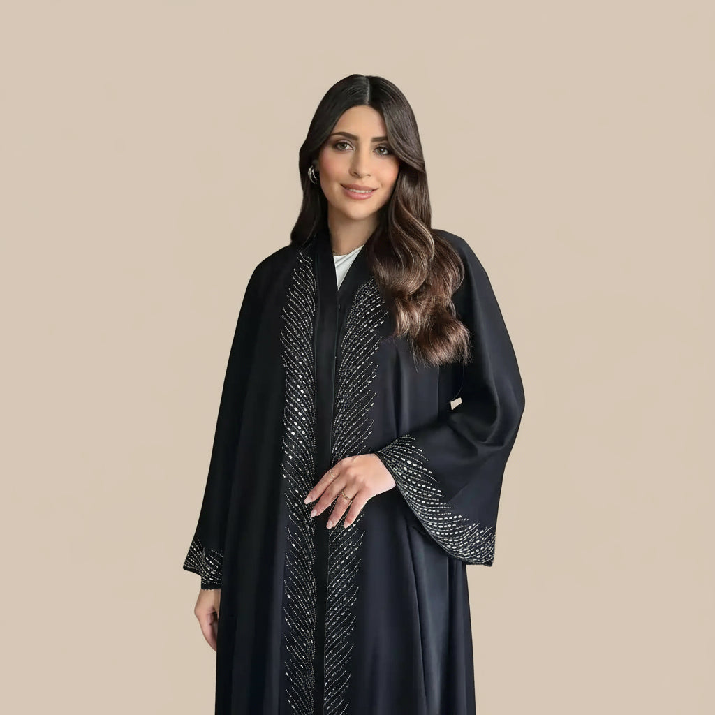 Muslim Women Hotfix Rhinestone Cardigan Open Abaya Dress #25251
