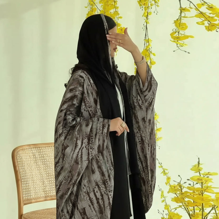 Muslim Women Open Abaya Dress With Matching Hijab #25243