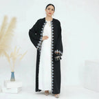 Floral Embroidery Nida Cardigan Open Abaya Dress #24909