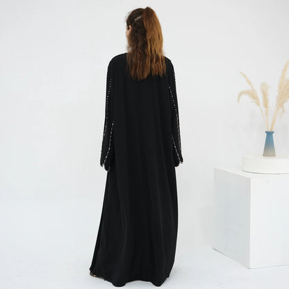 Hand-stitched Beads Nida Open Abaya Dress #251023
