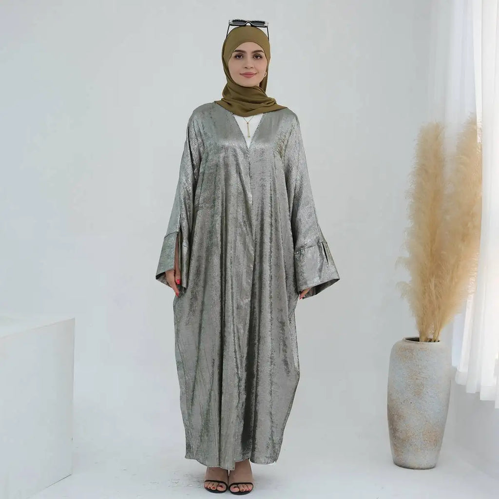 Cardigan Open Abaya Dress - Bronzing Fabric