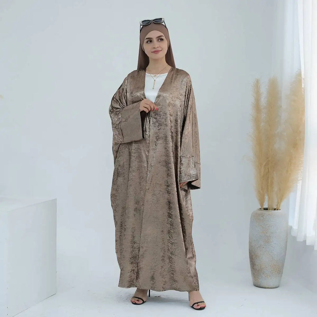 Cardigan Open Abaya Dress - Bronzing Fabric