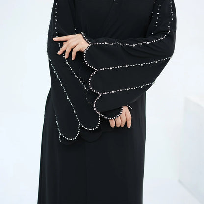 Hand-stitched Beads Nida Open Abaya Dress #251023