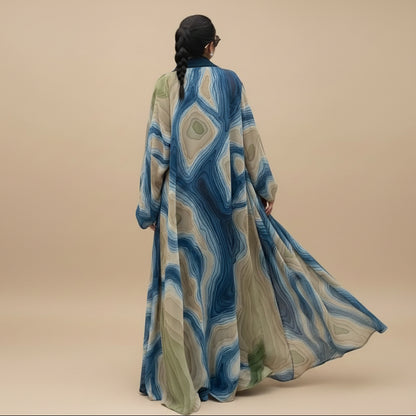 Muslim Women Open Abaya Dress With A Matching Hijab #26M289