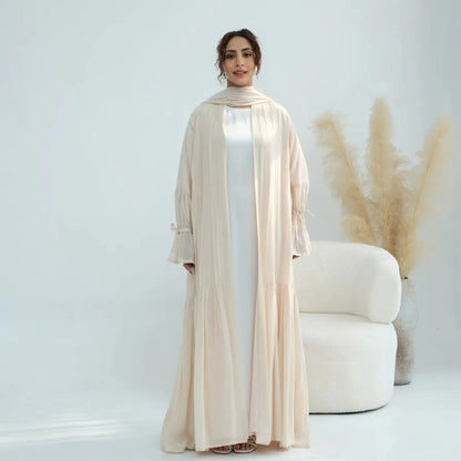 Muslim Women Open Abaya Dress With Lining And Matching Hijab #251139