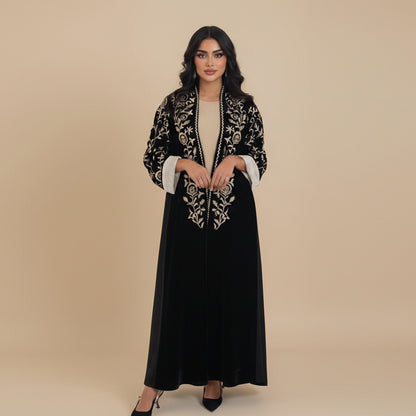 velvet open abaya