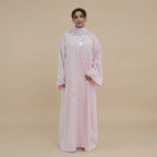 Muslim Women 3D Floral Embellishments Double Layers Open Abaya Dress With Hijab #261187