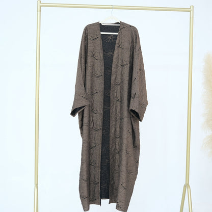 Muslim Women Reversible Double-sided Jacquard Open Abaya Dress #26B012