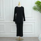 Muslim Women Daily Wear Nida 2 Pieces Set Tops And Pants Suit Set #251090