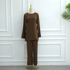 Muslim Women Daily Wear Nida 2 Pieces Set Tops And Pants Suit Set #251090
