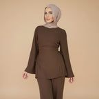 Muslim Women Daily Wear Nida 2 Pieces Set Tops And Pants Suit Set #251090