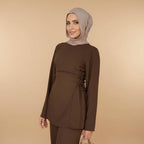 Muslim Women Daily Wear Nida 2 Pieces Set Tops And Pants Suit Set #251090