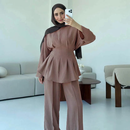Muslim Women Daily Wear 2 Pieces Set Tops And Pants Set #251094