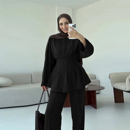 Muslim Women Daily Wear 2 Pieces Set Tops And Pants Set #251094