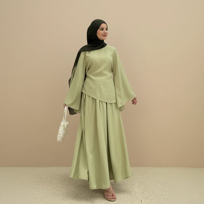 Muslim Women 2 Pieces Set Tops And Skirt Suit Set - Daily Wear - #261313