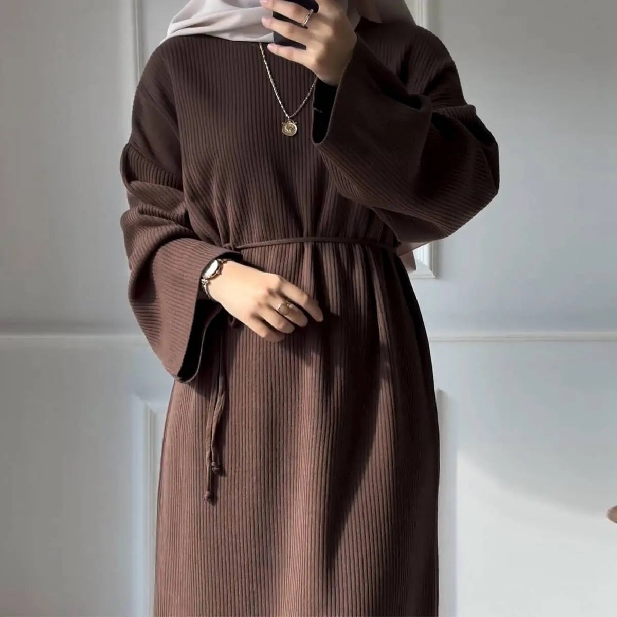 فستان عباية سميك محبوك لفصل الشتاء والخريف #24930