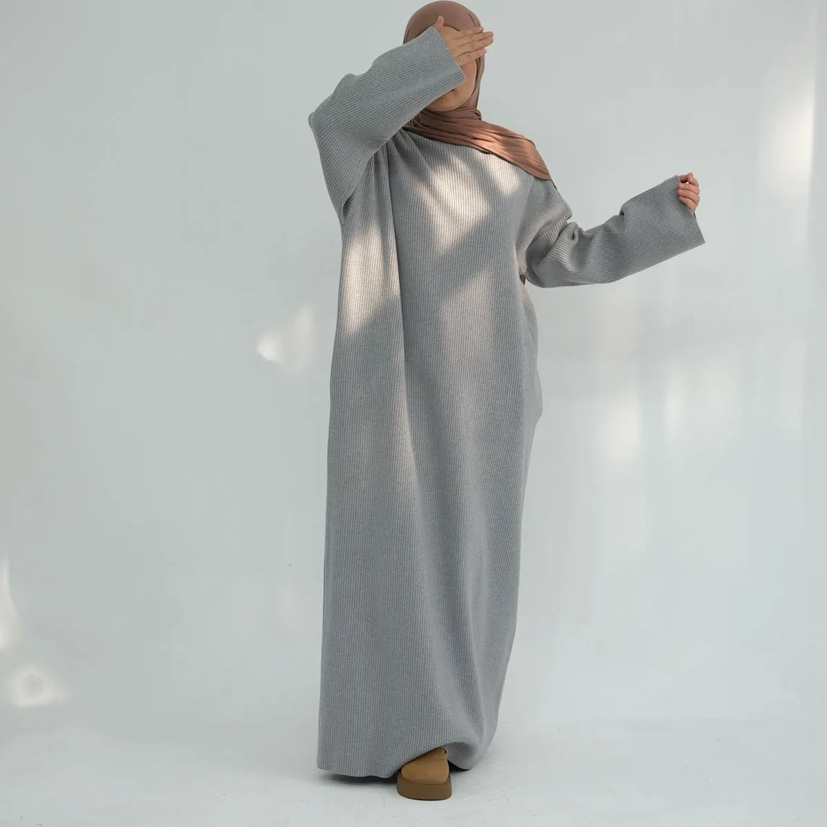 فستان عباية شتوي خريفي سميك محبوك #24916