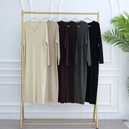 Heavy Thick Knitted Abaya Dress #25W011