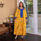 Ramadan Eid Caftan Hotfix Rhinestones Women Kaftan Dress Jalabiya With Hijab Scarf