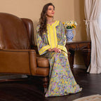 Ramadan Eid Caftan Hotfix Rhinestones Women Kaftan Dress Jalabiya With Hijab Scarf