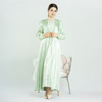 Eid 2 Pieces Set Beads Open Abaya Dress, With Outer Abaya And Inner Sleeveless Dress