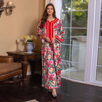 Ramadan Eid Caftan Hotfix Rhinestones Women Kaftan Dress Jalabiya With Hijab Scarf