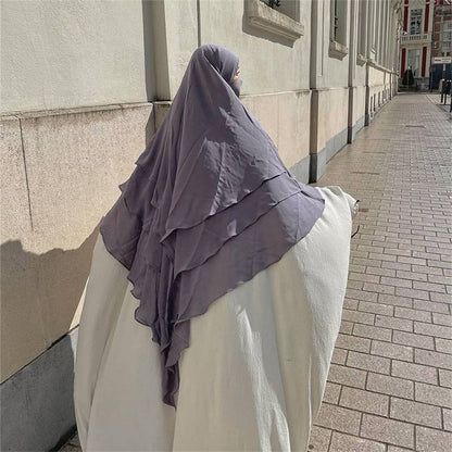 15 خيارًا من الألوان، 3 طبقات من الشيفون الطويل، خمار للنساء العربيات