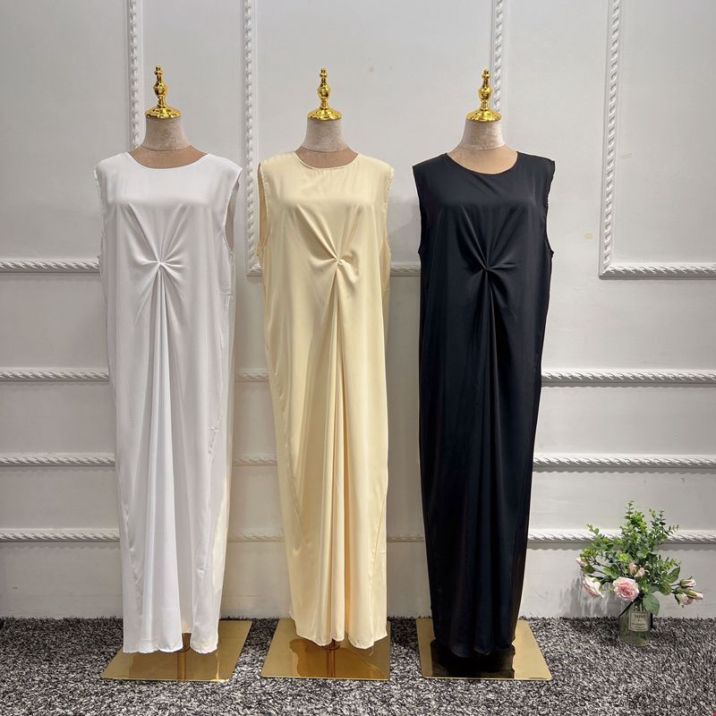 Muslim Women Abaya Under Sleeveless Satin Inner Slip Dress Underdress