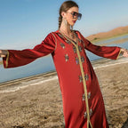 Eid Dress Arab Dubai Hand-stitched Rhinestones Kaftan Dress For Women