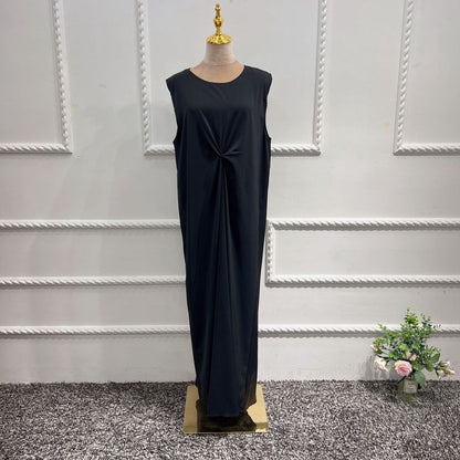 Muslim Women Abaya Under Sleeveless Satin Inner Slip Dress Underdress
