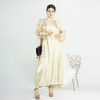 Eid 2 Pieces Set Beads Open Abaya Dress, With Outer Abaya And Inner Sleeveless Dress