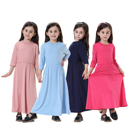 Young Girls Abaya Middle East Arab Clothing Kids School Wear
