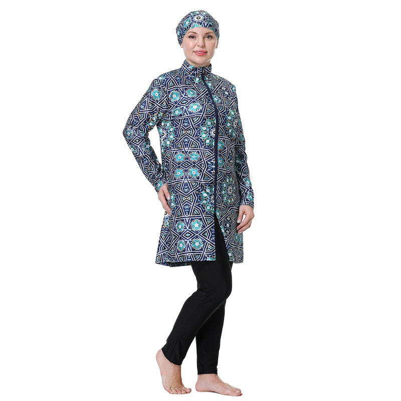 3XL-8XL Plus Size Printed Arab Muslim Women Burkinis Swimwear Islamic Swimsuit