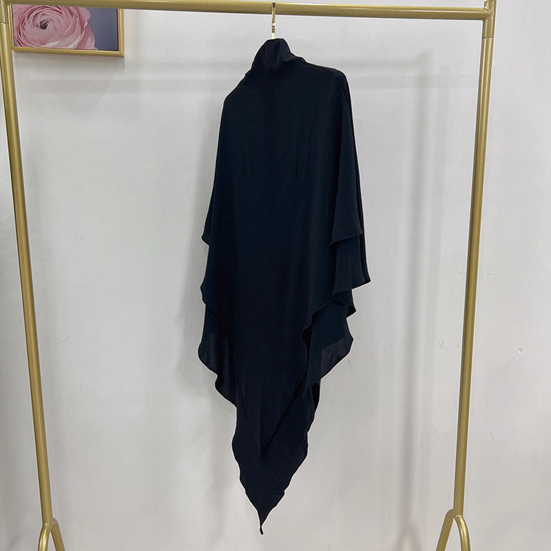 Muslim Women Cotton Blended Two Layers Long Khimar Overhead