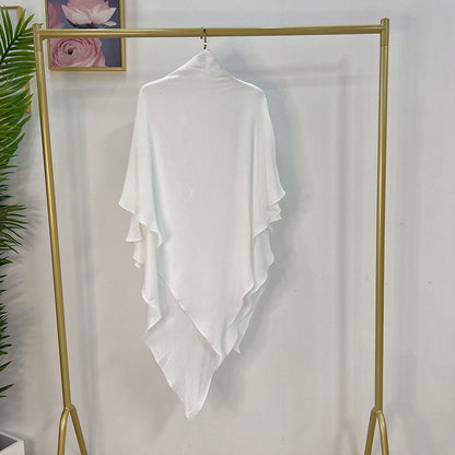 Muslim Women Cotton Blended Two Layers Long Khimar Overhead