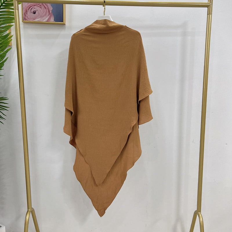 Muslim Women Cotton Blended Two Layers Long Khimar Overhead