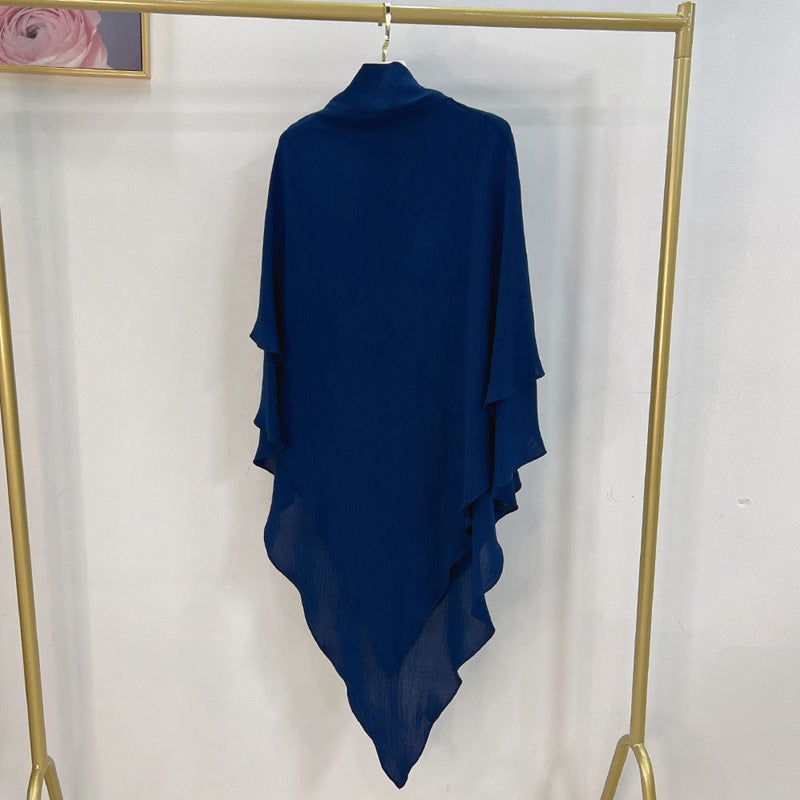 Muslim Women Cotton Blended Two Layers Long Khimar Overhead
