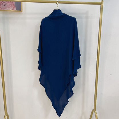 Muslim Women Cotton Blended Two Layers Long Khimar Overhead