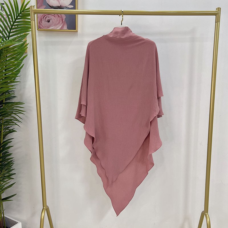 Muslim Women Cotton Blended Two Layers Long Khimar Overhead