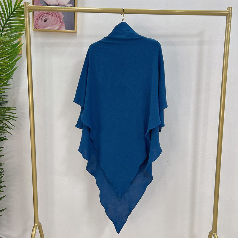 Muslim Women Cotton Blended Two Layers Long Khimar Overhead
