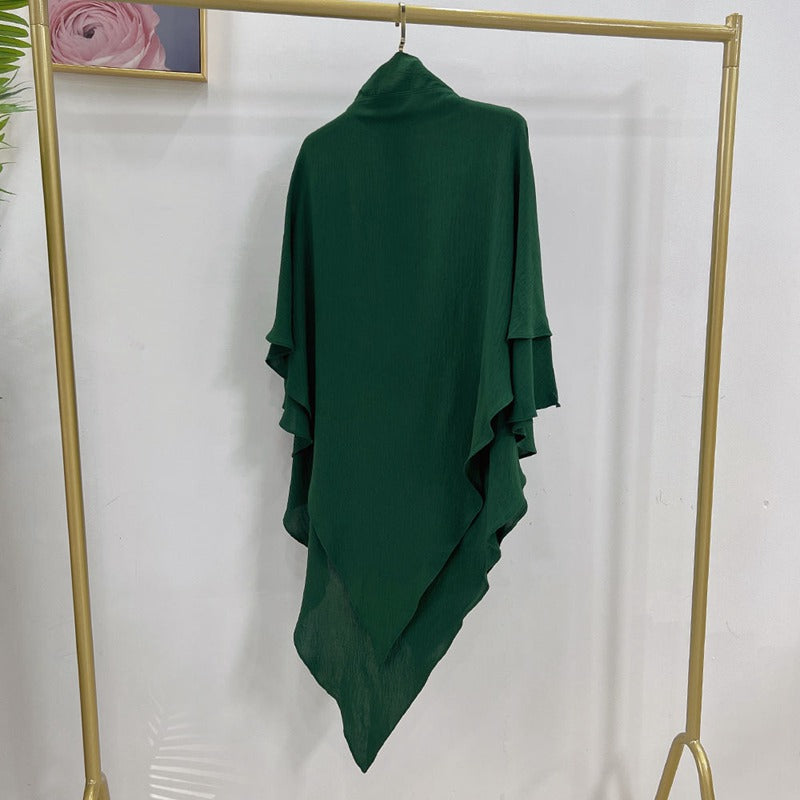 Muslim Women Cotton Blended Two Layers Long Khimar Overhead