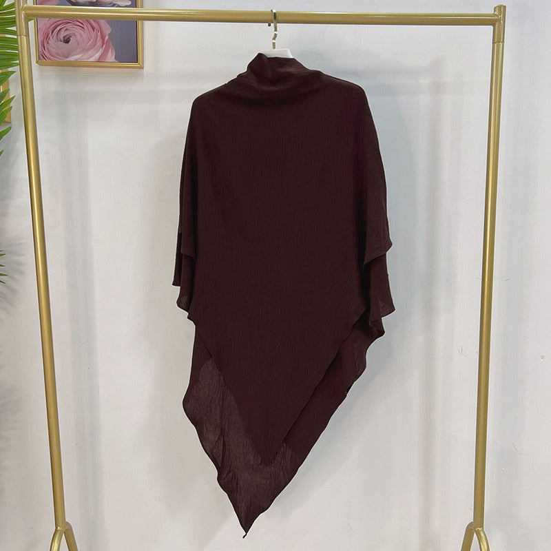 Muslim Women Cotton Blended Two Layers Long Khimar Overhead