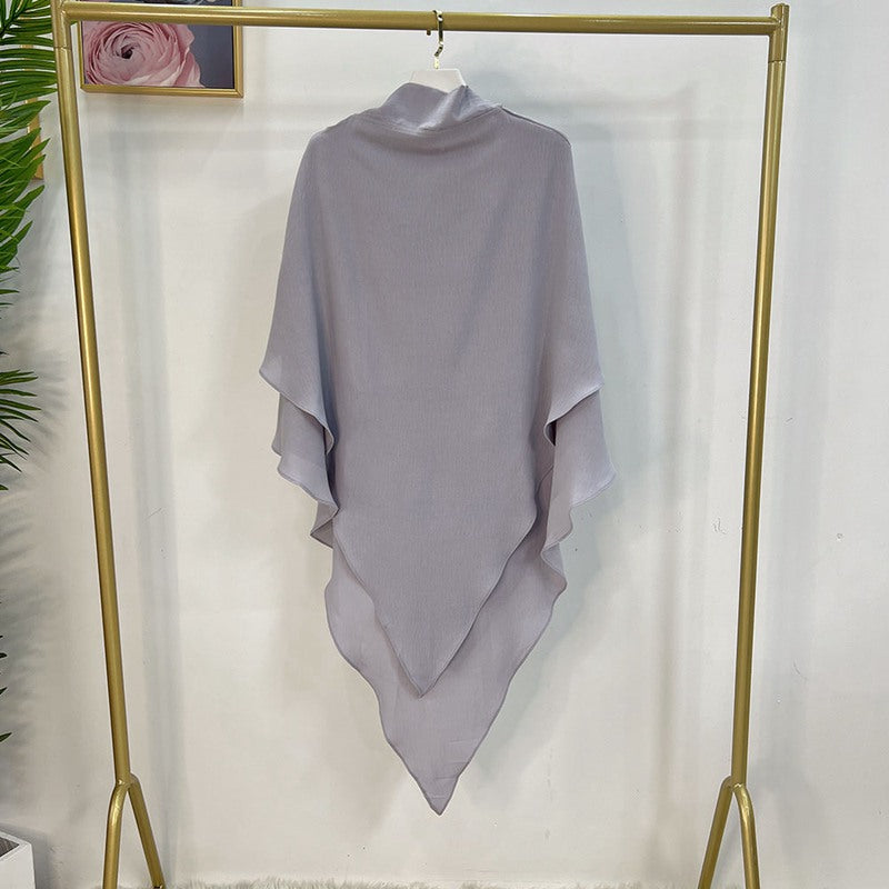 Muslim Women Cotton Blended Two Layers Long Khimar Overhead