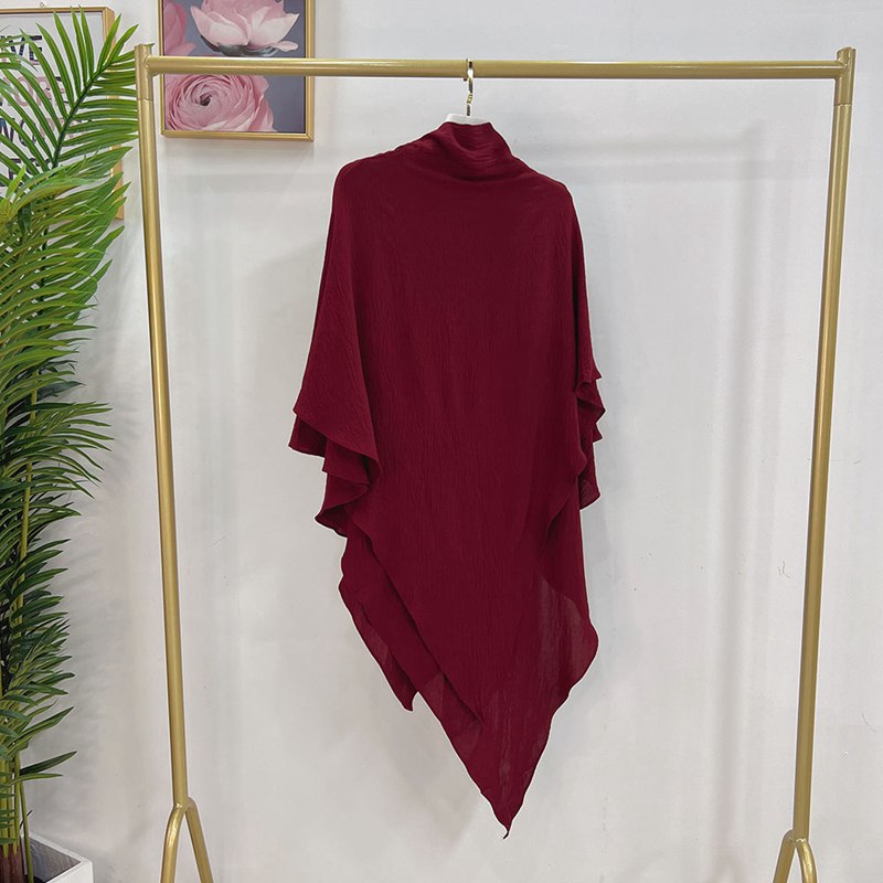 Muslim Women Cotton Blended Two Layers Long Khimar Overhead