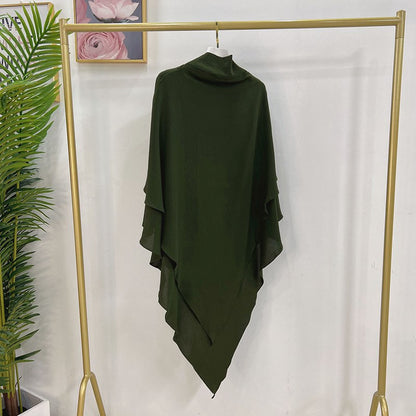 Muslim Women Cotton Blended Two Layers Long Khimar Overhead