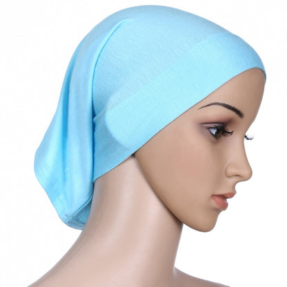 Muslim Women Mercerized Cotton Turban Hat Headwraps Hijab Caps